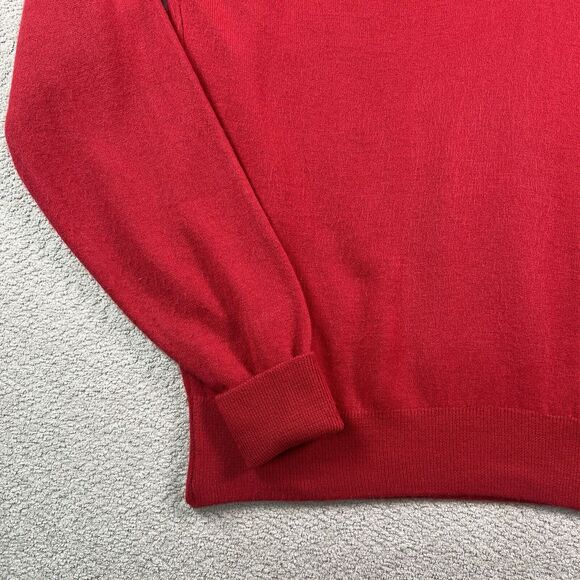 Etienne Aigner VTG V-Neck Sweater Mens Large Red Made in USA 100% Orlon Acrylic - Picture 2 of 10